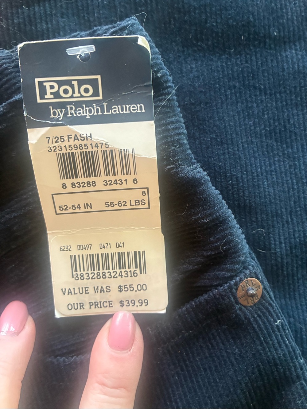 Ralph Lauren Polo Navy Corduroy Kids Pants new with tags!
